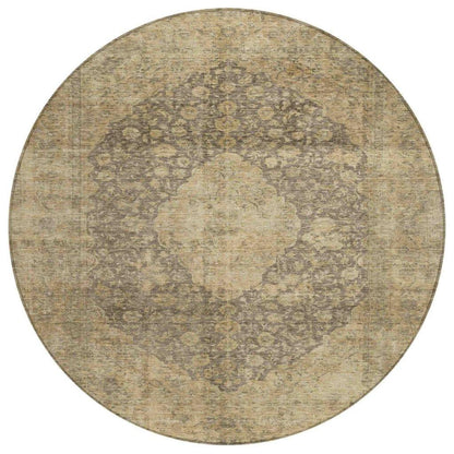 LOOMLAN Rugs Naraxa Brown Washable Indoor-Outdoor Rug
