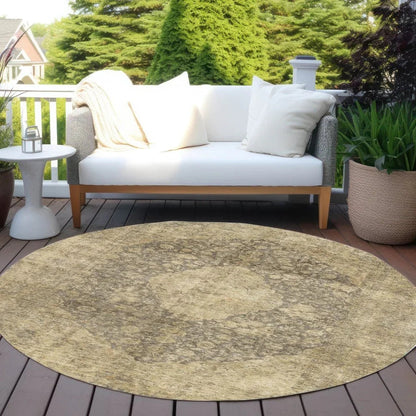 LOOMLAN Rugs Naraxa Brown Washable Indoor-Outdoor Rug