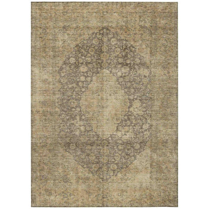 LOOMLAN Rugs Naraxa Brown Washable Indoor-Outdoor Rug