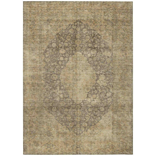 LOOMLAN Rugs Naraxa Brown Washable Indoor-Outdoor Rug