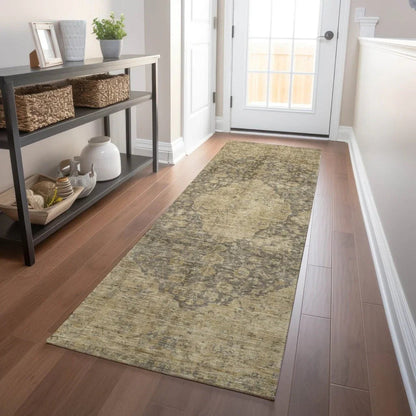 LOOMLAN Rugs Naraxa Brown Washable Indoor-Outdoor Rug