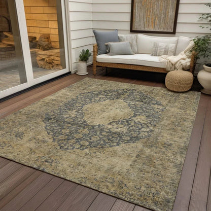 LOOMLAN Rugs Naraxa Gray Washable Indoor-Outdoor Rug