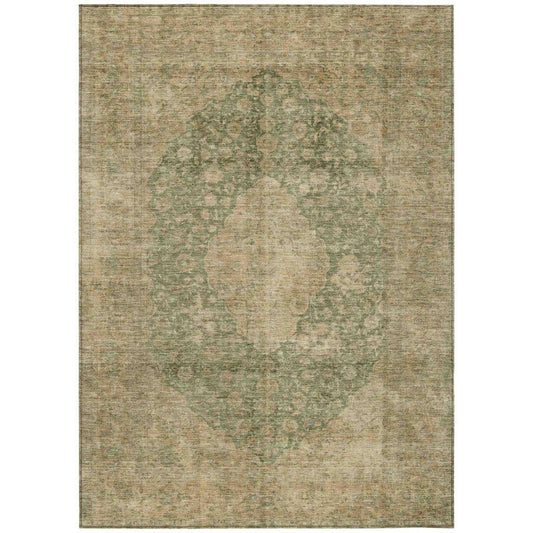 LOOMLAN Rugs Naraxa Green Washable Indoor-Outdoor Rug