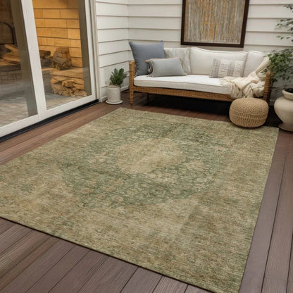 LOOMLAN Rugs Naraxa Green Washable Indoor-Outdoor Rug