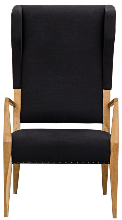 Narciso Teak Wood Chair With Black Woven Fabric-Club Chairs-Noir-Sideboards and Things