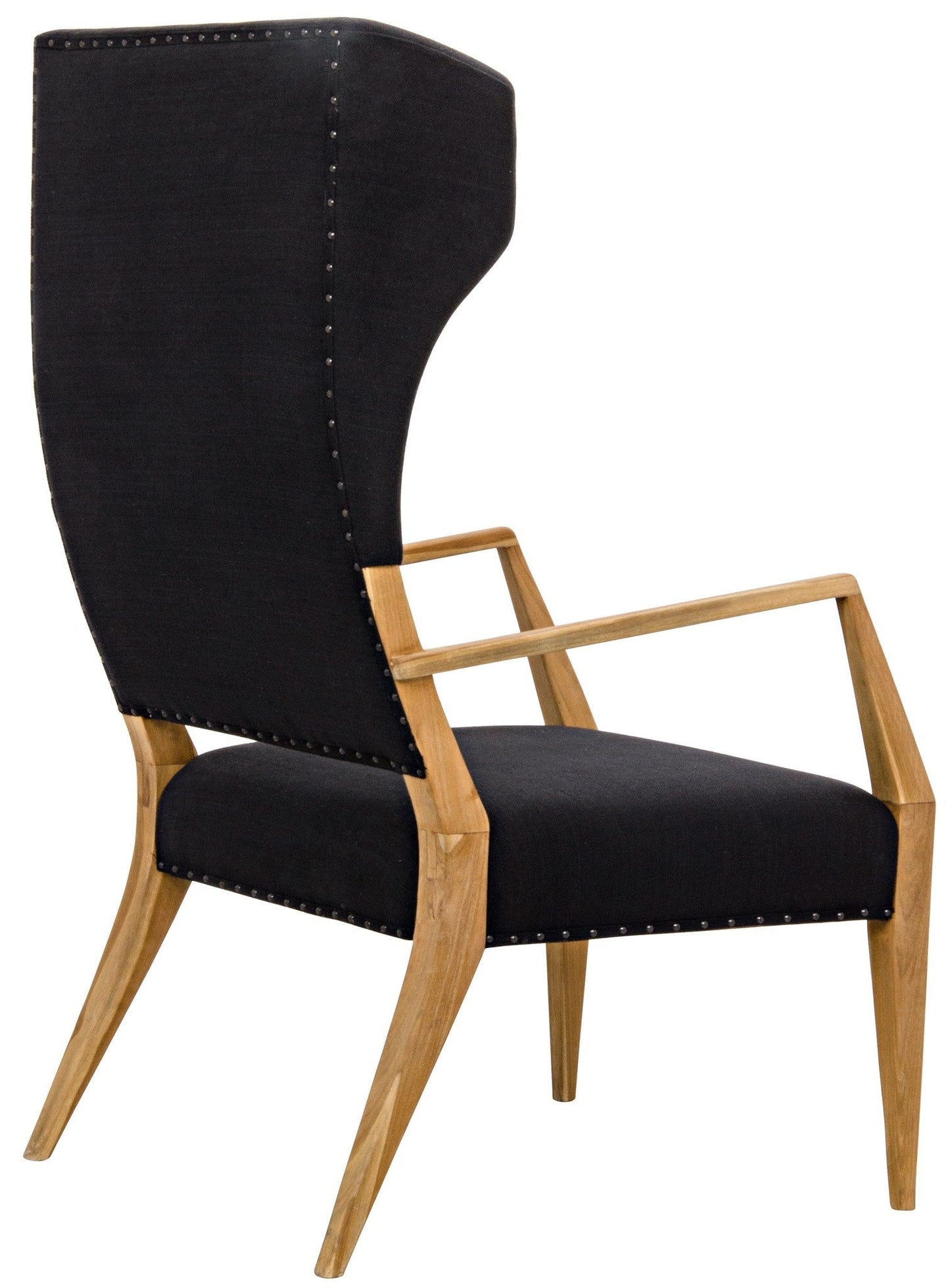 Narciso Teak Wood Chair With Black Woven Fabric-Club Chairs-Noir-Sideboards and Things