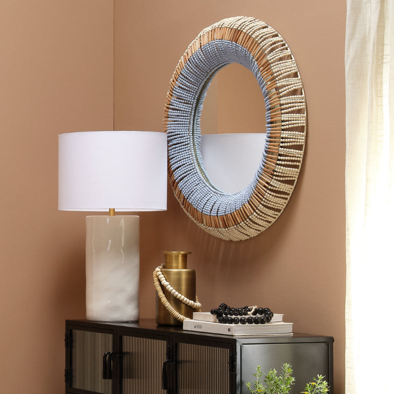 Native Beaded Mirror-Wall Mirrors-Jamie Young-Sideboards and Things