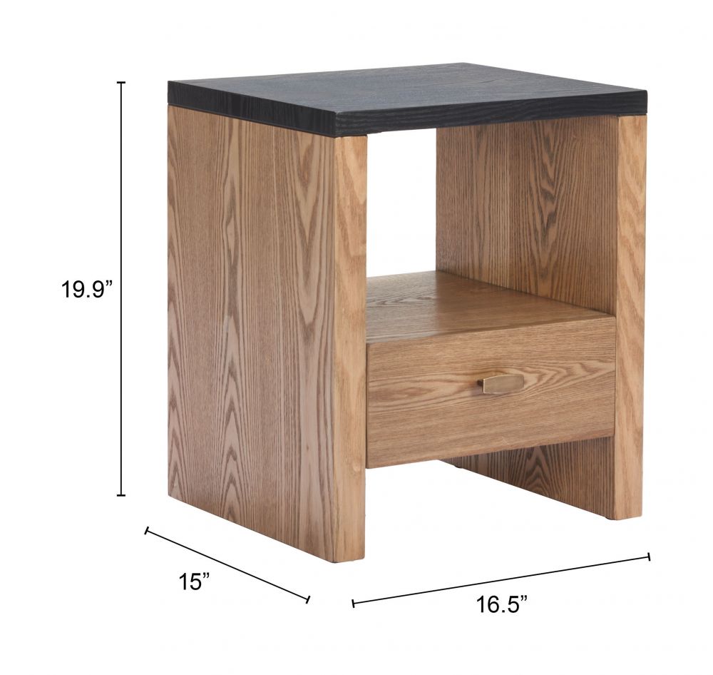 Zuo Modern Natt One Drawer Wooden Side Table