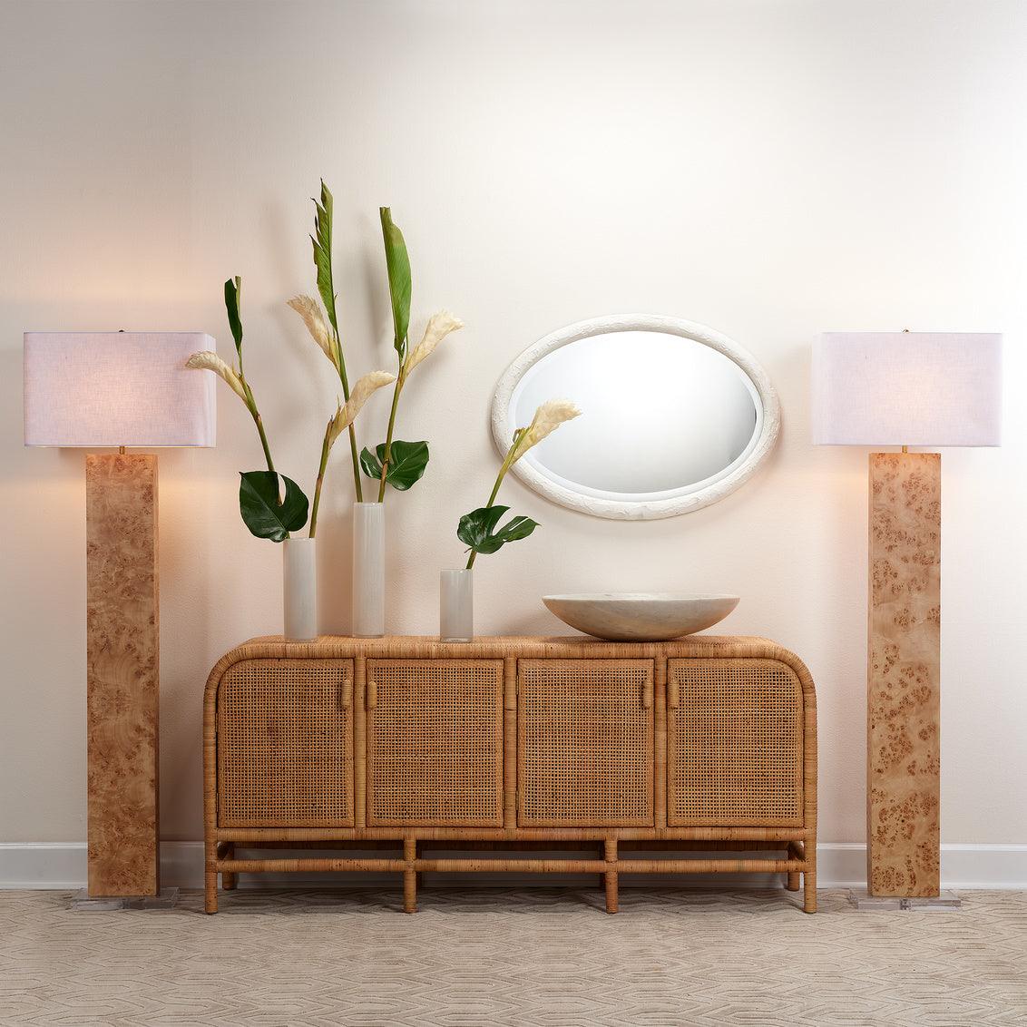 Natural Burl Wood 63" Parallel Floor Lamp Floor Lamps Sideboards and Things By Jamie Young