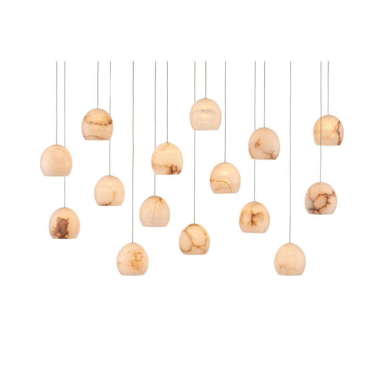 Natural Lazio Rectangular 15-Light Multi-Drop Pendant Pendants Sideboards and Things By Currey & Co