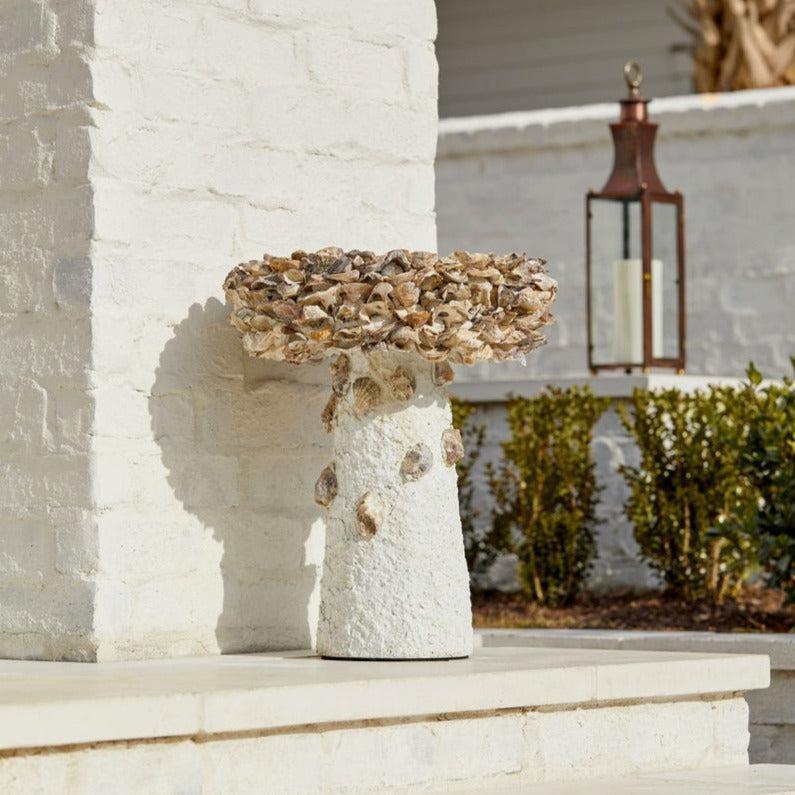 Natural Oyster Shell Small Bird Bath Outdoor Accessories Sideboards and Things By Currey & Co