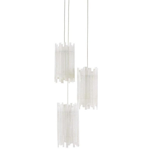 Natural Painted Silver Escenia 3-Light Multi-Drop Pendant Pendants Sideboards and Things By Currey & Co