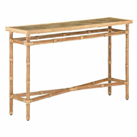 Natural Rattan Clear Silang Console Table Console Tables Sideboards and Things By Currey & Co