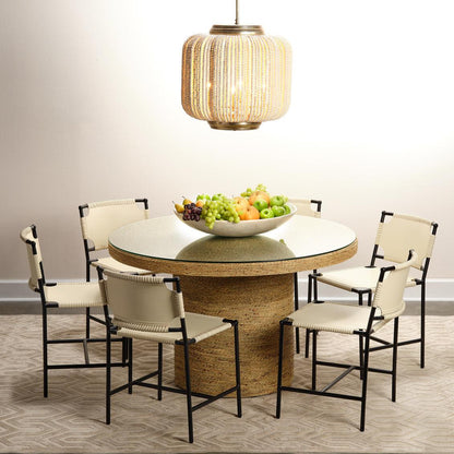 Natural Seagrass & Tempered Glass Harbor Round Bistro Table Dining Tables Sideboards and Things By Jamie Young