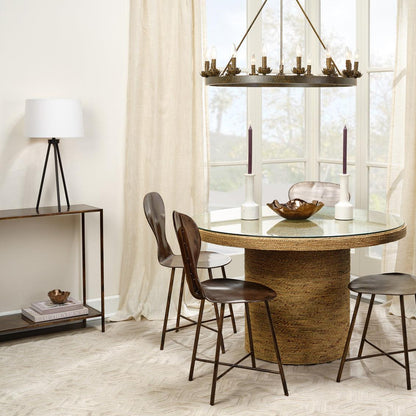 Natural Seagrass & Tempered Glass Harbor Round Bistro Table Dining Tables Sideboards and Things By Jamie Young