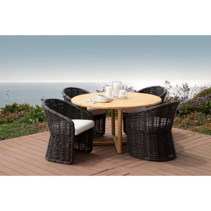 Natural Teak Round Outdoor Dining Table -- view 2