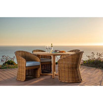 Natural Teak Round Outdoor Dining Table -- view 3