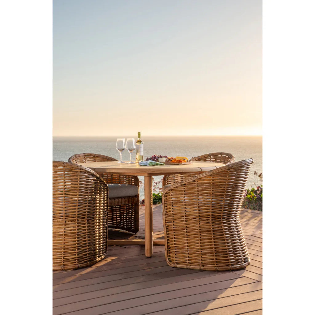 Natural Teak Round Outdoor Dining Table -- view 4