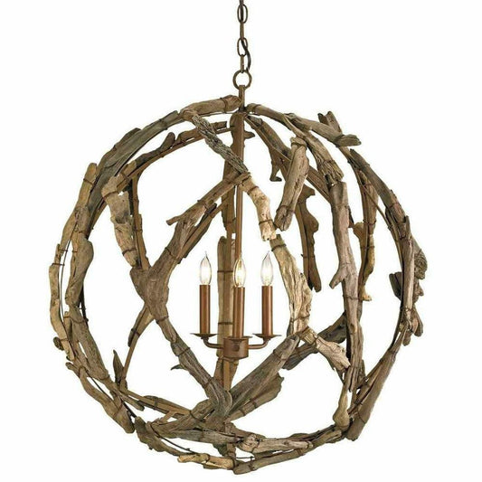 Natural Washed Driftwood Orb Chandelier Chandeliers Sideboards and Things By Currey & Co