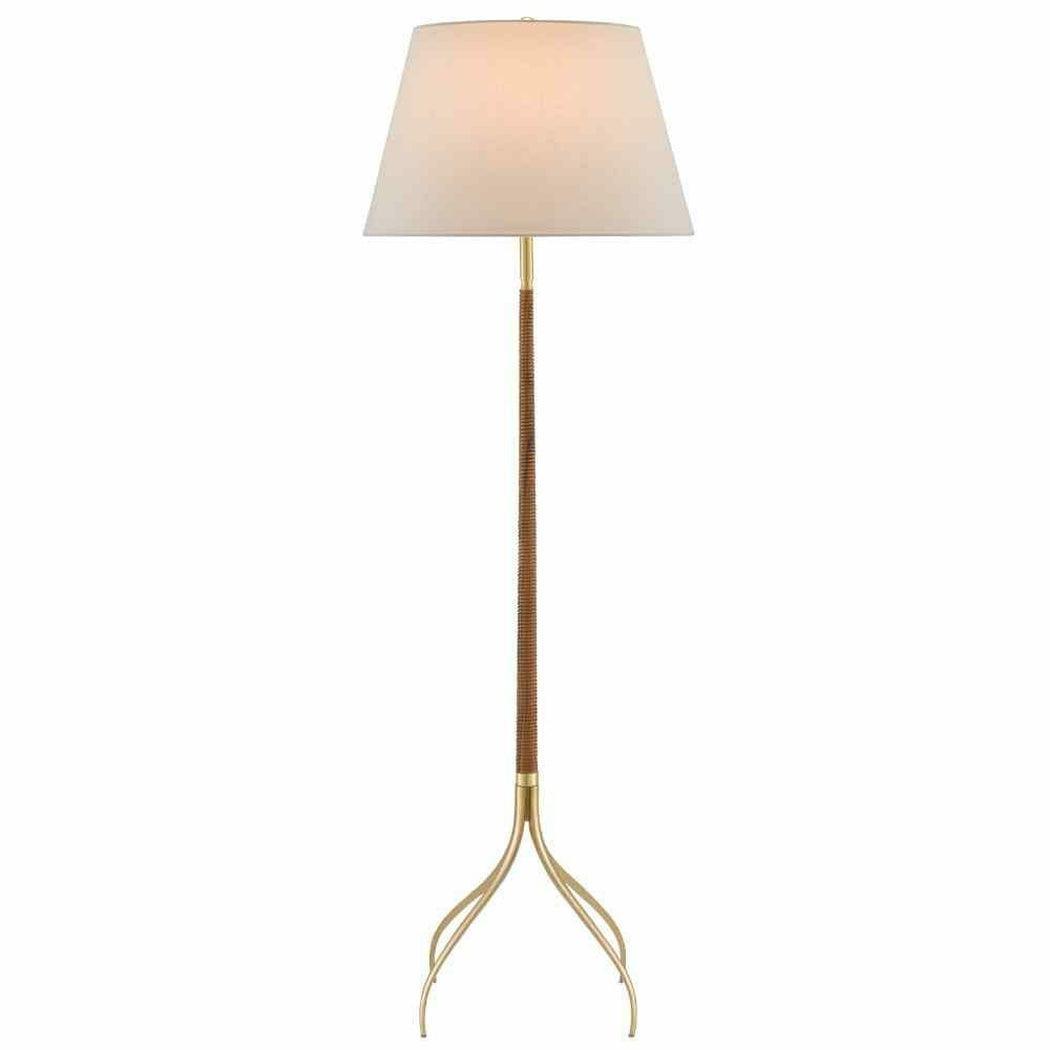 Natural Wood Brushed Brass Circus Floor Lamp Floor Lamps Sideboards and Things By Currey & Co