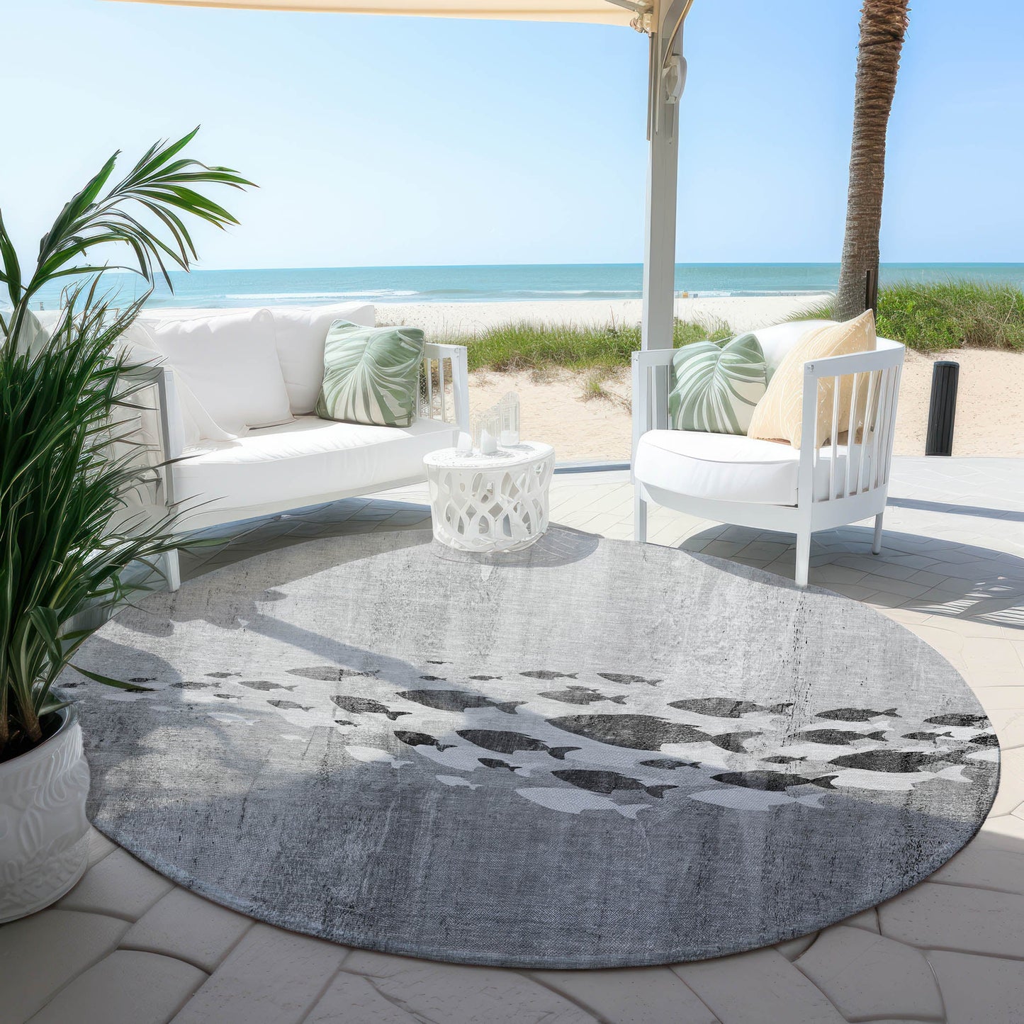 Addison Rugs Nautical Grey Washable Indoor-Outdoor Rug