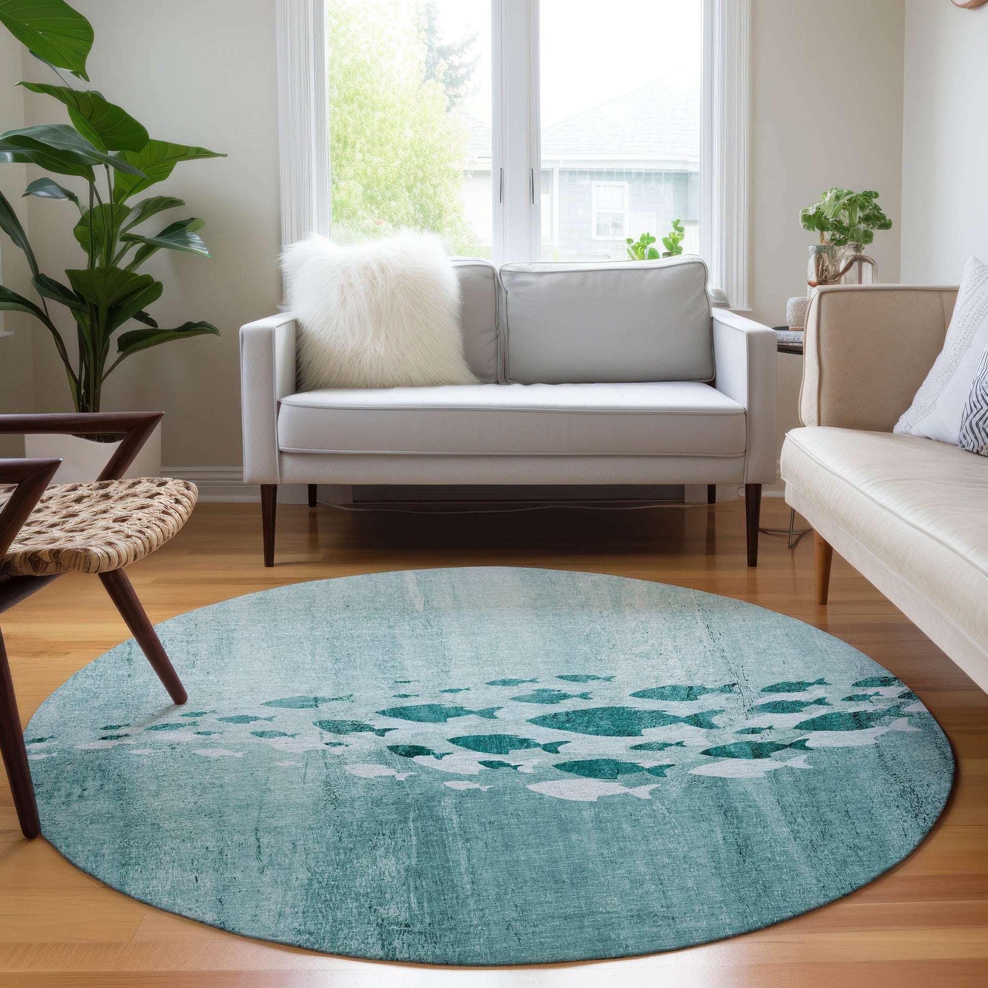 Addison Rugs Nautical Teal Washable Indoor-Outdoor Rug