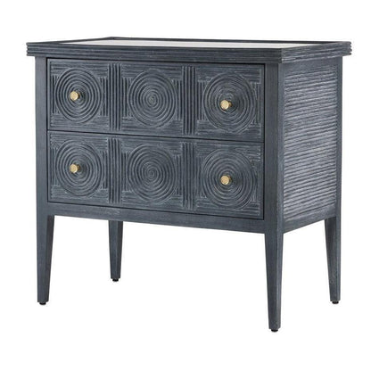 Navy Brushed Brass Chest Barry Goralnick Collection Accent Cabinets Sideboards and Things By Currey & Co