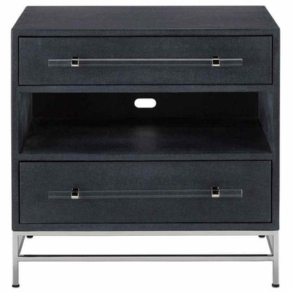 Navy Polished Nickel Marcel Small Accent Cabinet Accent Cabinets Sideboards and Things By Currey & Co