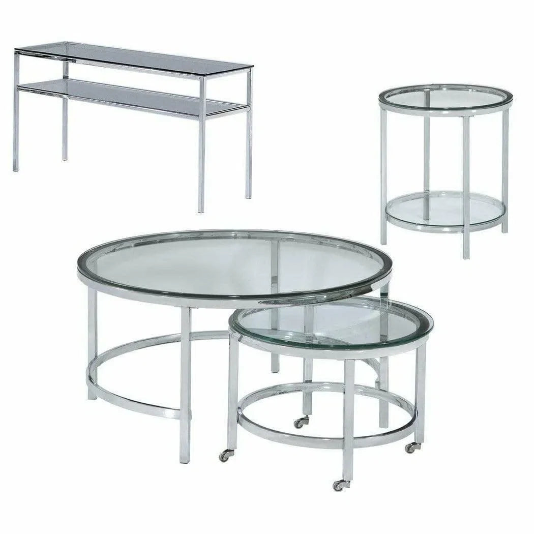 Nested Round Coffee Table Glass Top 2 PC set Coffee Tables Sideboards and Thangs By Bassett Mirror