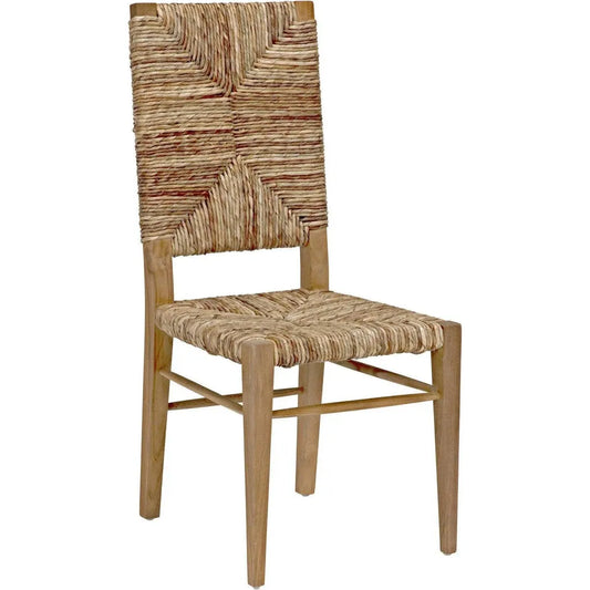 Noir Neva Teak Wood Brown Armless Dining Chair
