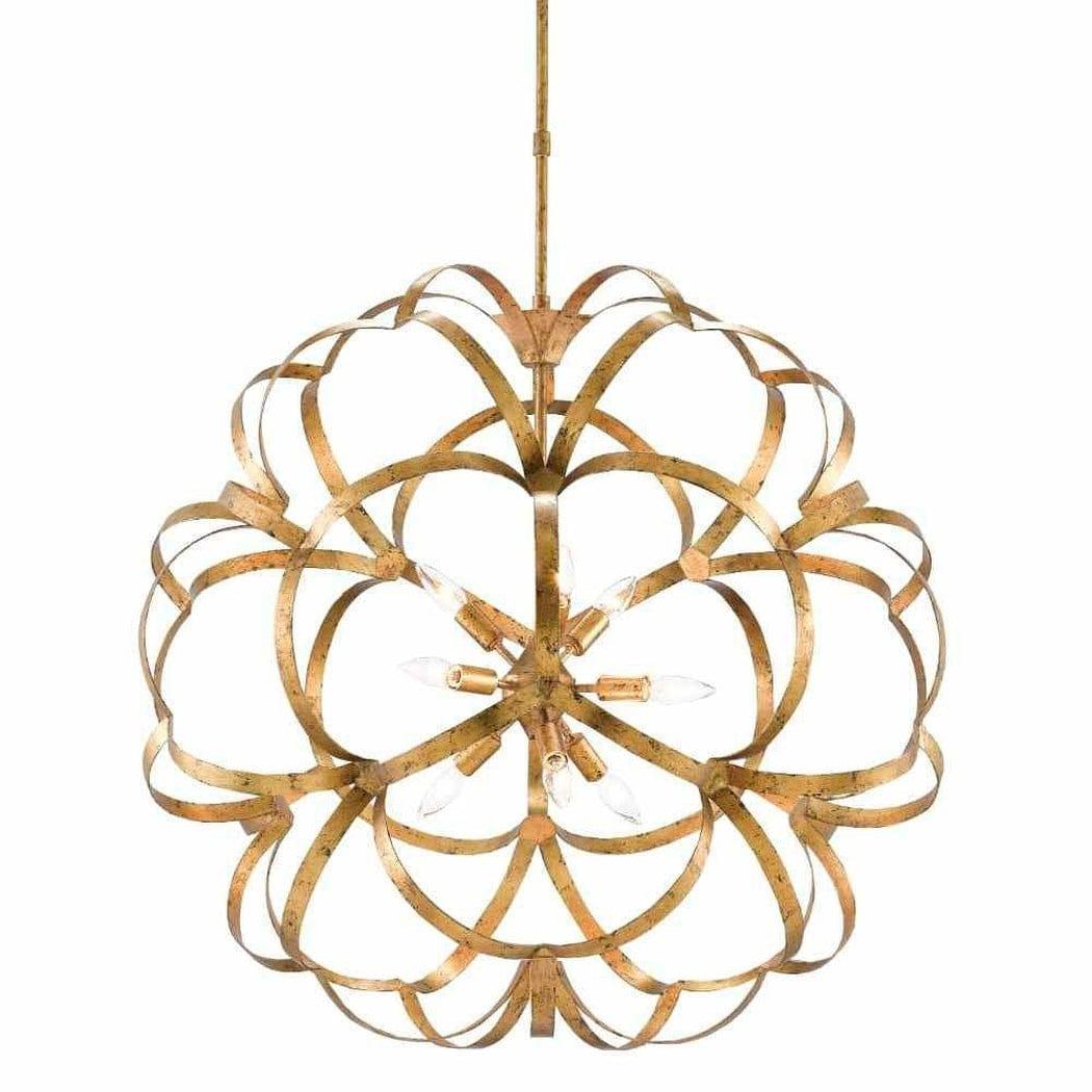 New Gold Leaf Sappho Orb Chandelier Chandeliers Sideboards and Things By Currey & Co