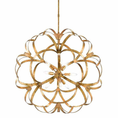 New Gold Leaf Sappho Orb Chandelier Chandeliers Sideboards and Things By Currey & Co