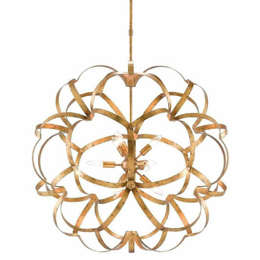 New Gold Leaf Sappho Orb Chandelier Chandeliers Sideboards and Things By Currey & Co