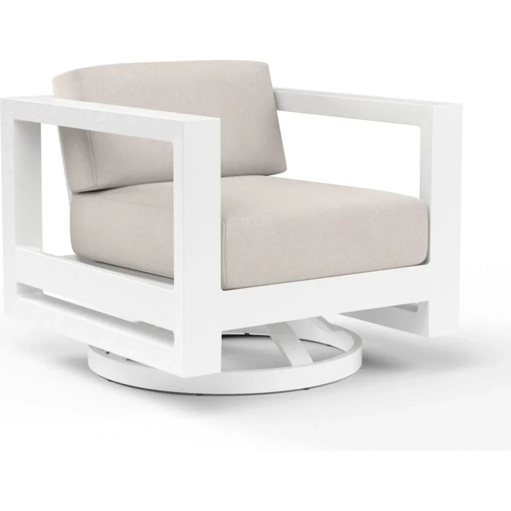 Newport Sunbrella Swivel Outdoor Club Chair-Outdoor Accent Chairs-Sunset West-Canvas Natural-LOOMLAN