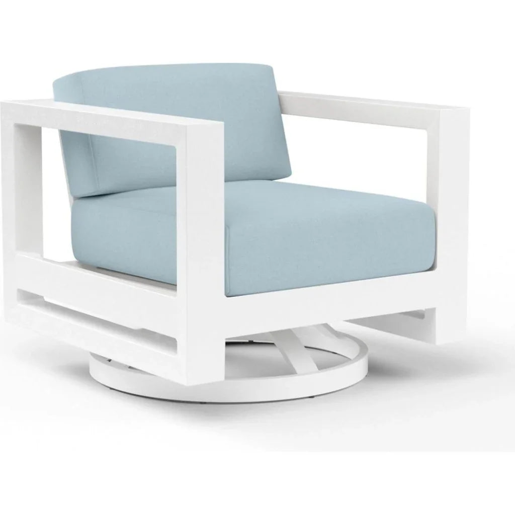 Newport Sunbrella Swivel Outdoor Club Chair-Outdoor Accent Chairs-Sunset West-Canvas Skyline-LOOMLAN