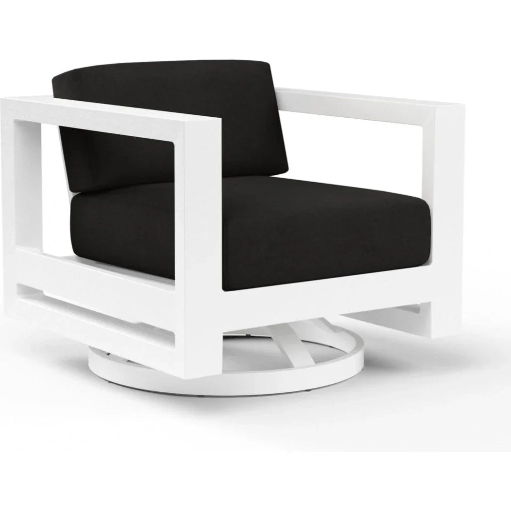 Newport Sunbrella Swivel Outdoor Club Chair-Outdoor Accent Chairs-Sunset West-Spectrum Carbon-LOOMLAN