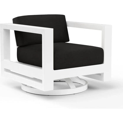 Newport Sunbrella Swivel Outdoor Club Chair-Outdoor Accent Chairs-Sunset West-Spectrum Carbon-LOOMLAN