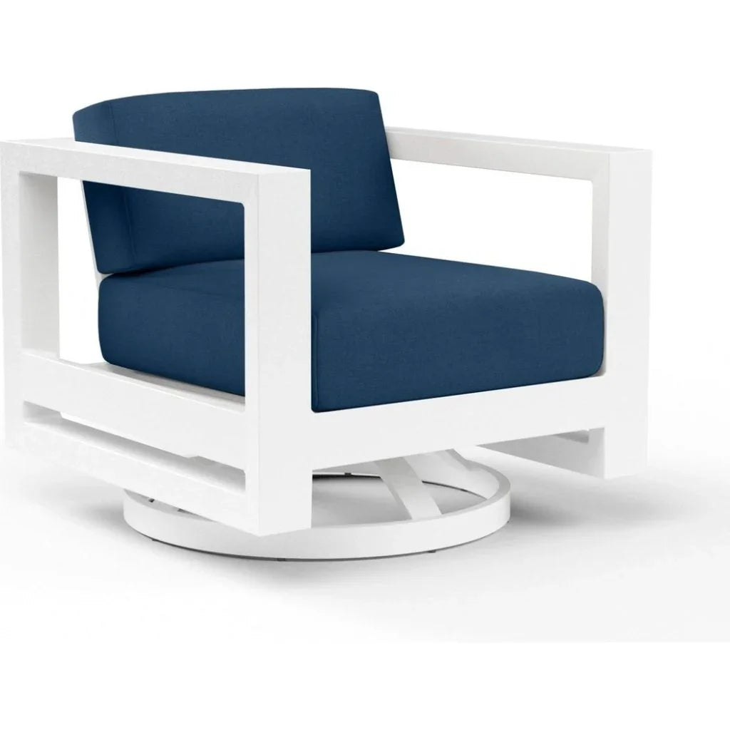 Newport Sunbrella Swivel Outdoor Club Chair-Outdoor Accent Chairs-Sunset West-Spectrum Indigo-LOOMLAN