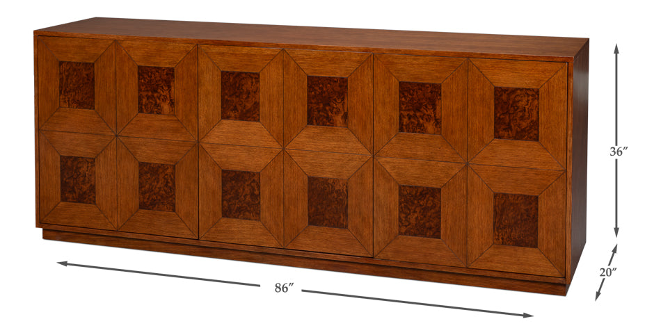 Sarreid Newport Three Doors Wood Credenza
