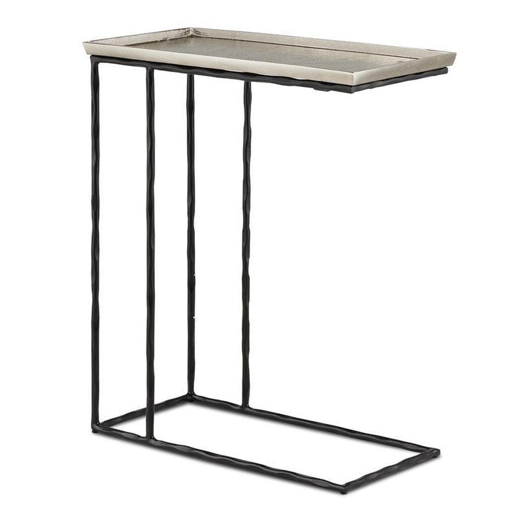 Nickel Black Boyles Silver C Table Barry Goralnick Collection Side Tables Sideboards and Things By Currey & Co