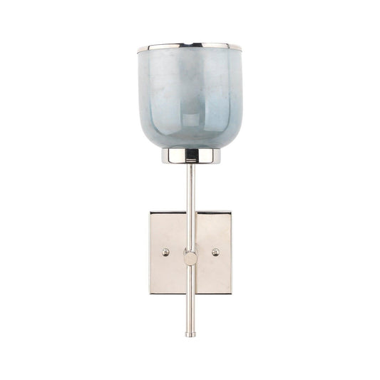 Nickel Opal Blue Metallic Glass Vapor Single Wall Sconce Wall Sconces Sideboards and Things By Jamie Young