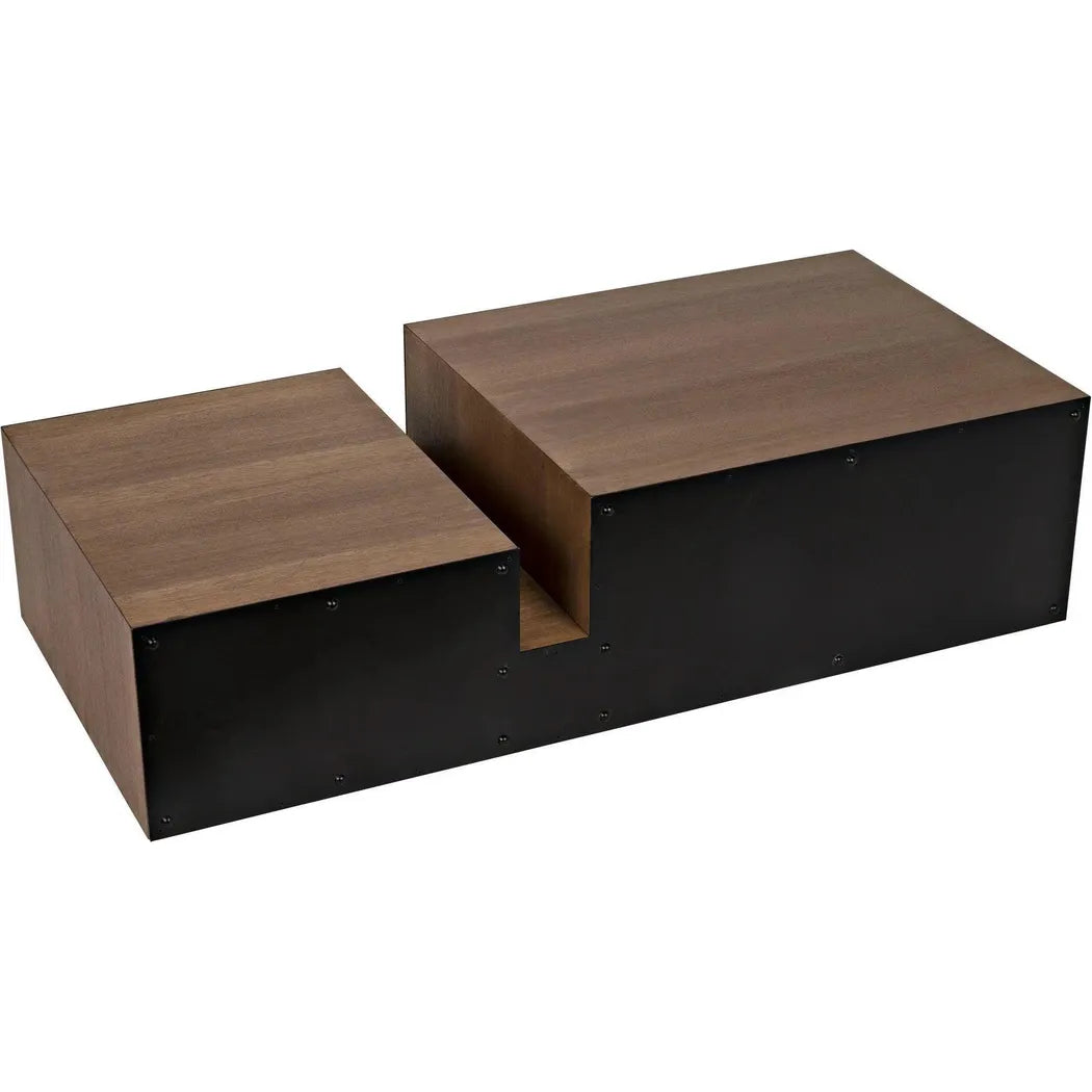 Nido Wood & Black Steel Rectangle Coffee Table