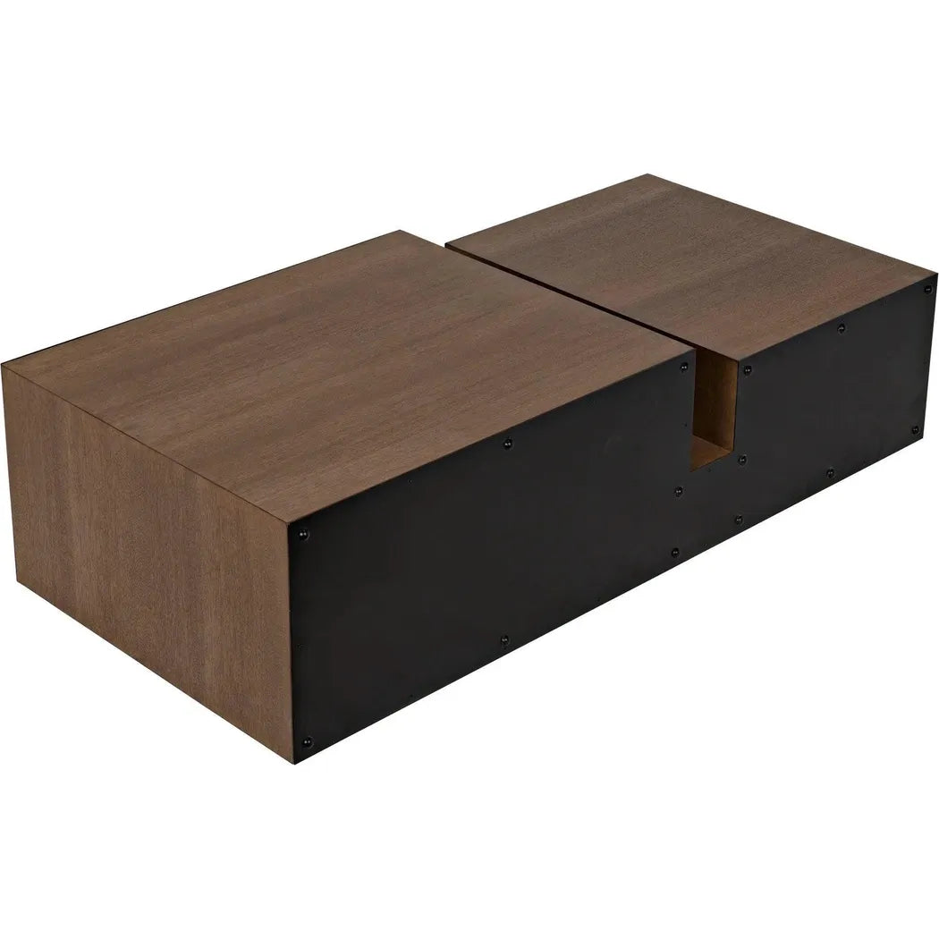 Nido Wood & Black Steel Rectangle Coffee Table
