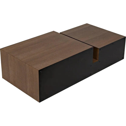 Nido Wood & Black Steel Rectangle Coffee Table