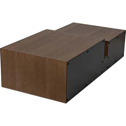 Nido Wood & Black Steel Rectangle Coffee Table