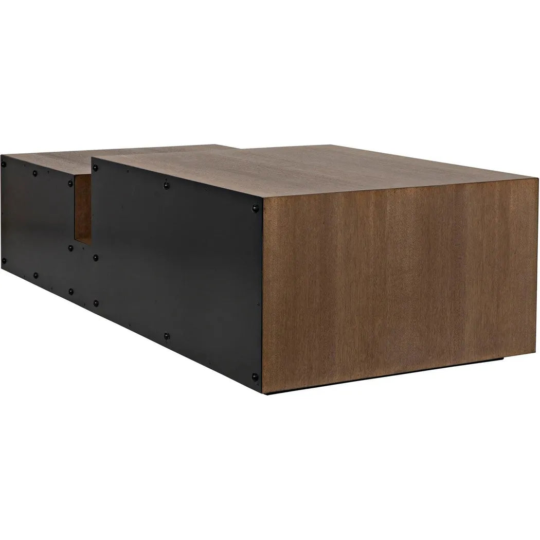 Nido Wood & Black Steel Rectangle Coffee Table
