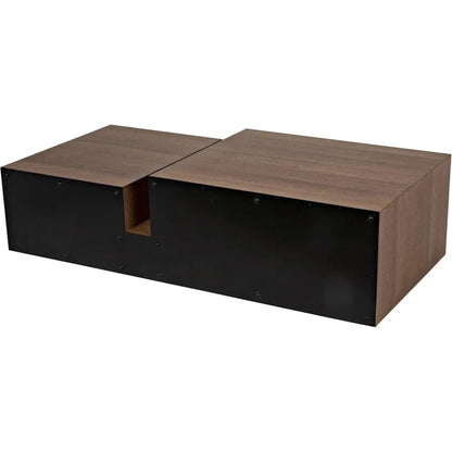 Nido Wood & Black Steel Rectangle Coffee Table