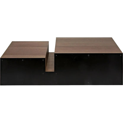 Nido Wood & Black Steel Rectangle Coffee Table