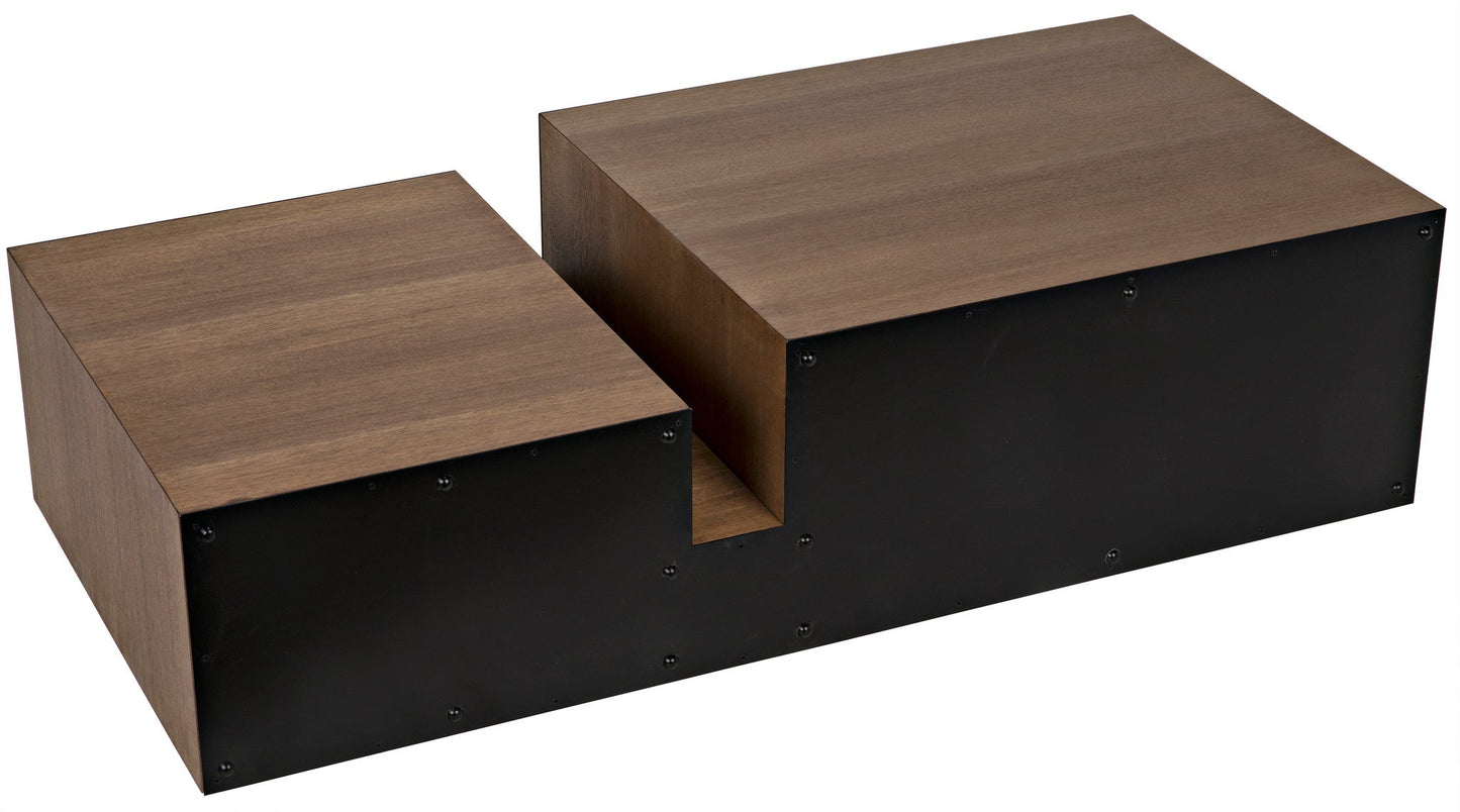 Nido Wood and Black Steel Rectangle Coffee Table-Coffee Tables-Noir-Sideboards and Things