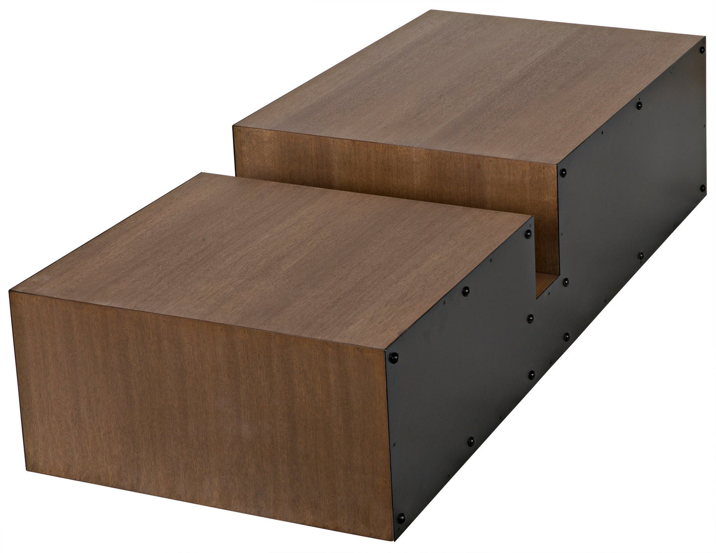 Nido Wood and Black Steel Rectangle Coffee Table-Coffee Tables-Noir-Sideboards and Things